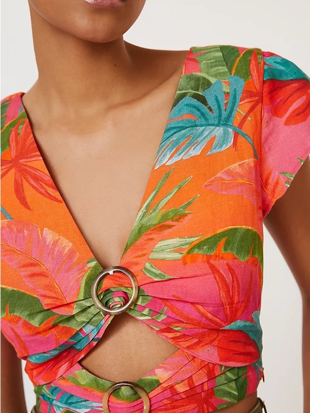 FARM Rio x Anthropologie Tropical Ring Cut-Out Top XL